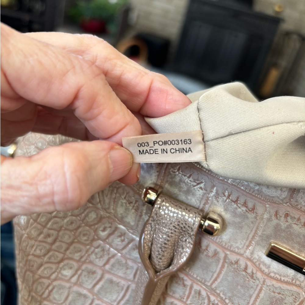 BRAHMIN large Duxbury satchel, Gold Artois, Croc embossed, shoulder strap - Picture 9 of 13